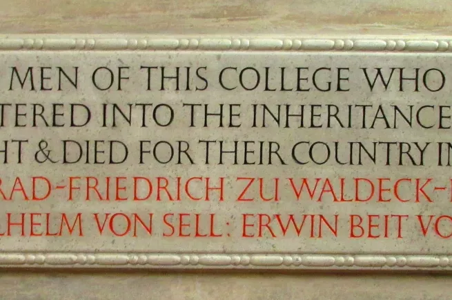 Monument to New College German War Dead in the Ante-Chapel of New College, Oxford