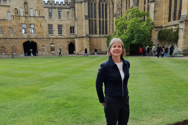 Alison Cox in New College Front Quad