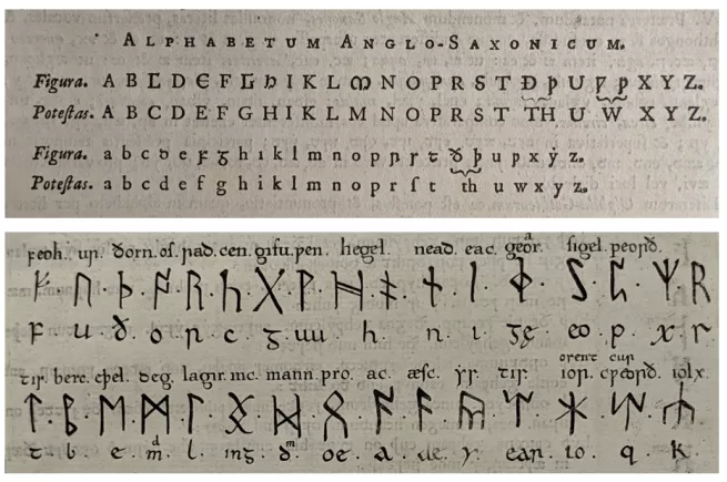 Typographic tables of Anglo-Saxon and runic type used in Hickes’s Thesaurus (1703), New College Library, Oxford, NB.187.17