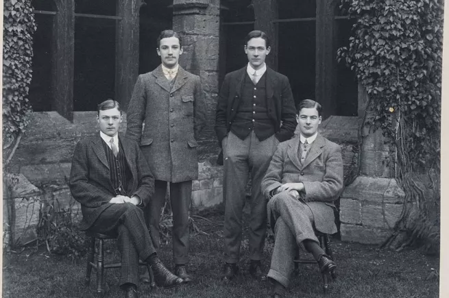 New College Rowing IV, Cloisters, New College (1909)—showing Ernest Victor Culme-Seymour (second from left), NCA JCR/R/Culme-Seymour/23