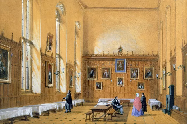 Joseph Nash, New College Hall (1858), watercolour on paper, New College, Oxford, NCO192588