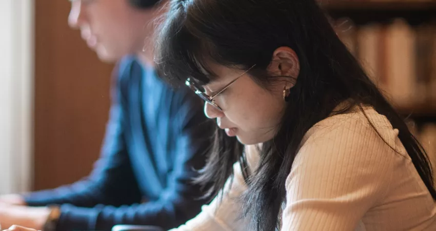 Student working in the Library
