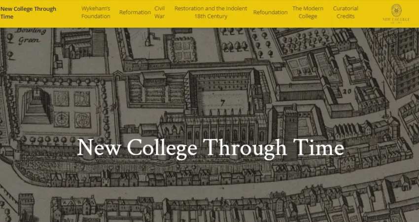 Homepage of the New College Through Time exhibition
