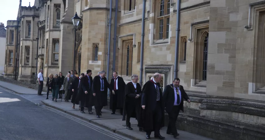 Procession from College to plaque