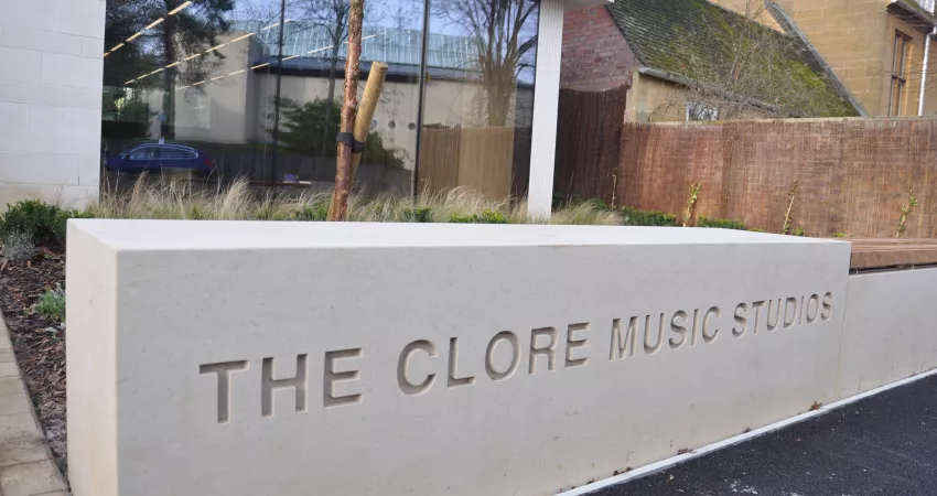The Clore Music Studios name stone