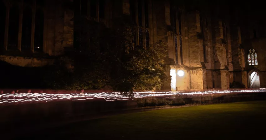 Front Quad with candlelight from the procession