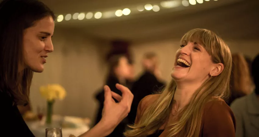 Attendees in the marquee