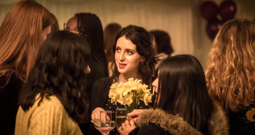 Attendees in the marquee