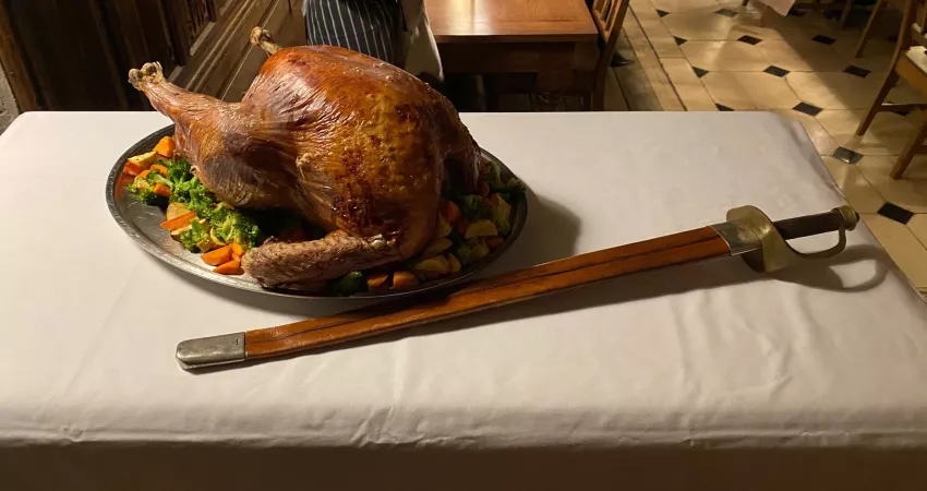 Turkey and New College sword for carving