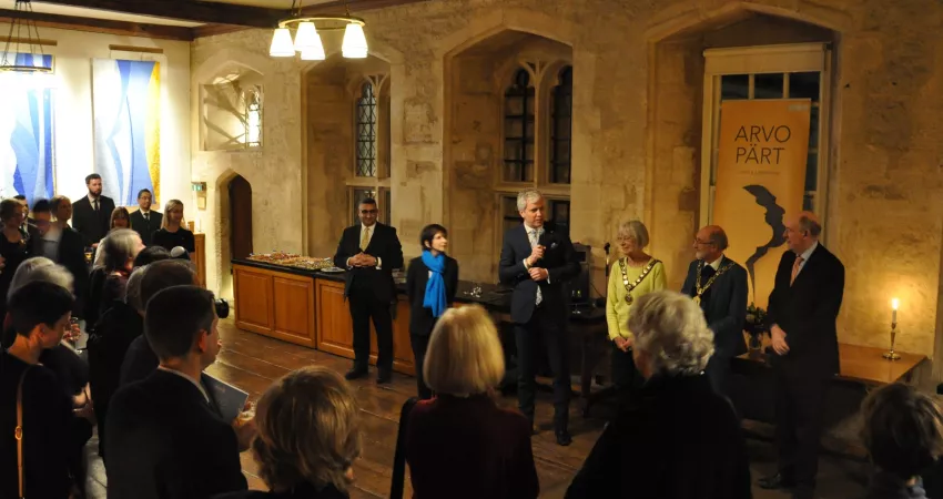 The Estonian Ambassador giving a speech to attendees