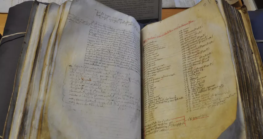 An old book containing Latin lists
