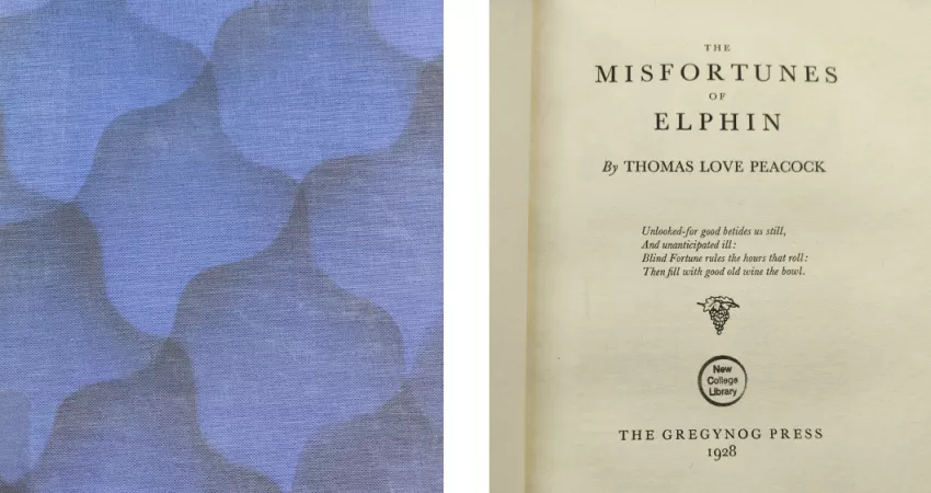 The binding and title-page from the 1928 edition of of Misfortunes of Elphin