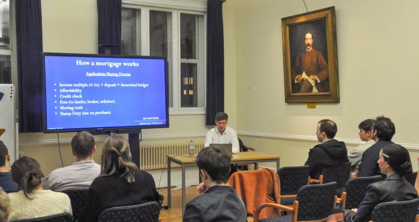 Alex Reut-Hobbs in the middle of his talk