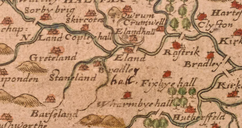 Map of Yorkshire from Saxton Atlas