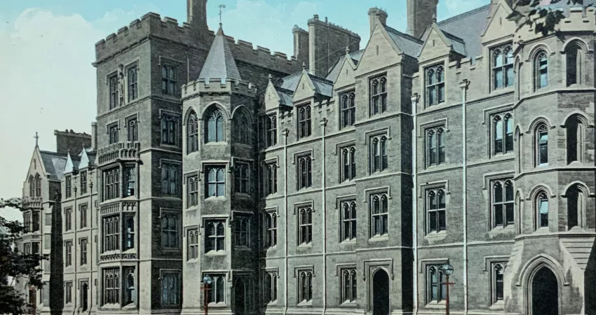 Postcard of the completed New Buildings