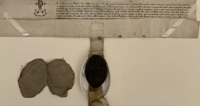 Notarial attestation and seal of New College Archives, Oxford, NCA 12415.
