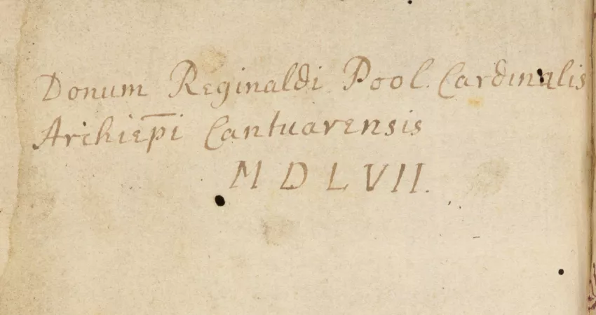 An inscription in a manuscript which records that it was given to New College.