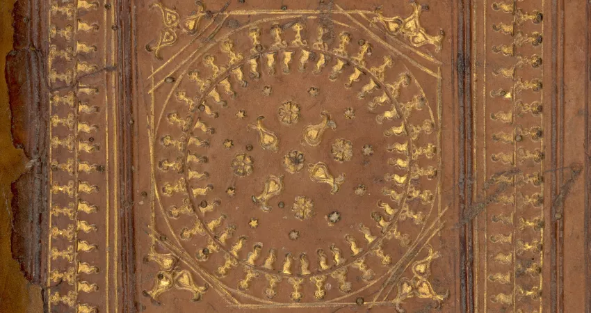Detail of the gold-tooled binding of MS 147