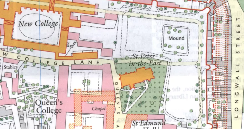 Map of New College Grounds showing the development of the field hospital throughout the First World War