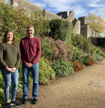 Chris and Sarah in front of the medieval city wall