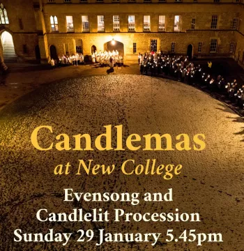 Choir and attendees processing around Front Quad with lit candles