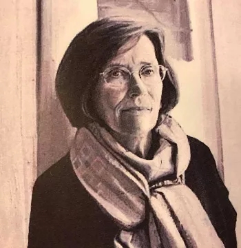 Hermione Lee portrait by Nina Fowler