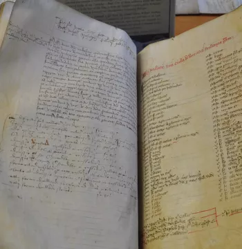 An old book containing Latin lists