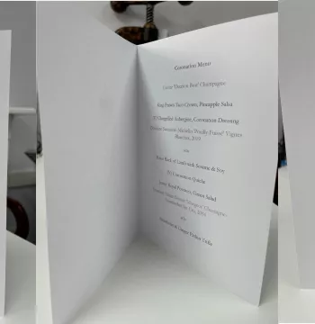 The New College Coronation Dinner menu