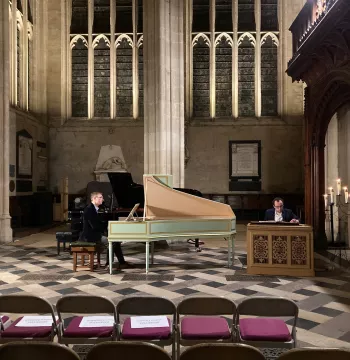 Robert Quinney and Donal McCann at the piano in New College chapel