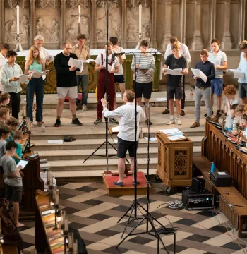 New College choir rehearses the music for their new CD