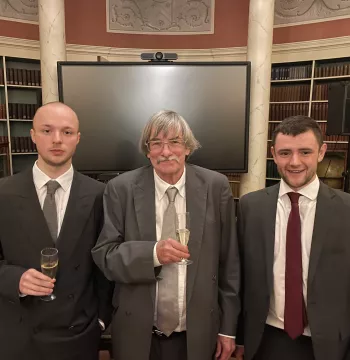 Gilbert Ressel (Co-President of History Society), Professor Michael Broers, Thomas Ricketts (Co-President of History Society)