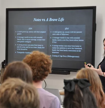 Prof Vaysman presents to students on the cross-curricular study day