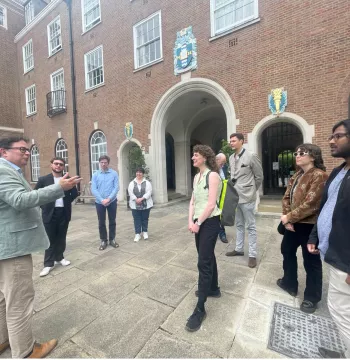 MCR members being taken on a tour of Goodenough College