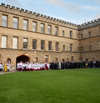 People gathering for procession 