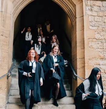 Graduands descending from Hall 