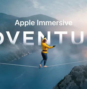Photograph credit: Apple TV and Christian Black - Picture of girl on a tightrope as part of Apple Immersive Adventure