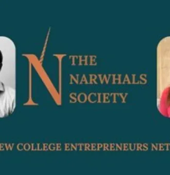 Narwhals Logo featuring a picture of Alex Hearn and Chi Okafor the Co-Chairs of the Narwhals Society