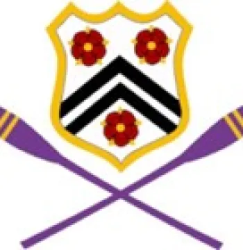 New College Boat Club Crest - detail includes the New College Crest with two rowing blades crossed below it in purple and gold the NCBC colours.