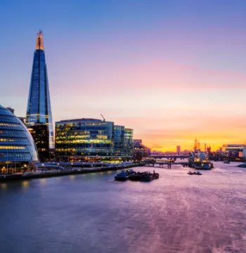 London Skyline Picture showing sunset in the background