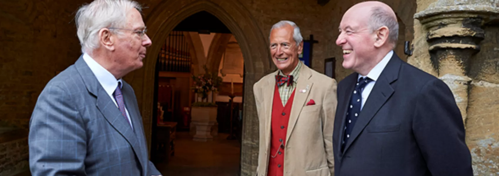 HRH Duke of Gloucester at Wootton Parish Church, greeted by the Warden, and Church Warden, Nicholas Tomlinson